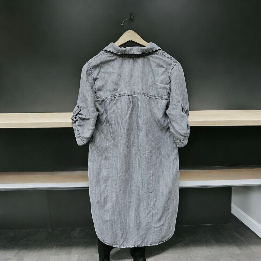 Chelsea and Theodore Sz S Hi Low Tencel Dress Collared Minimalistic Lagenlook - Picture 2 of 8